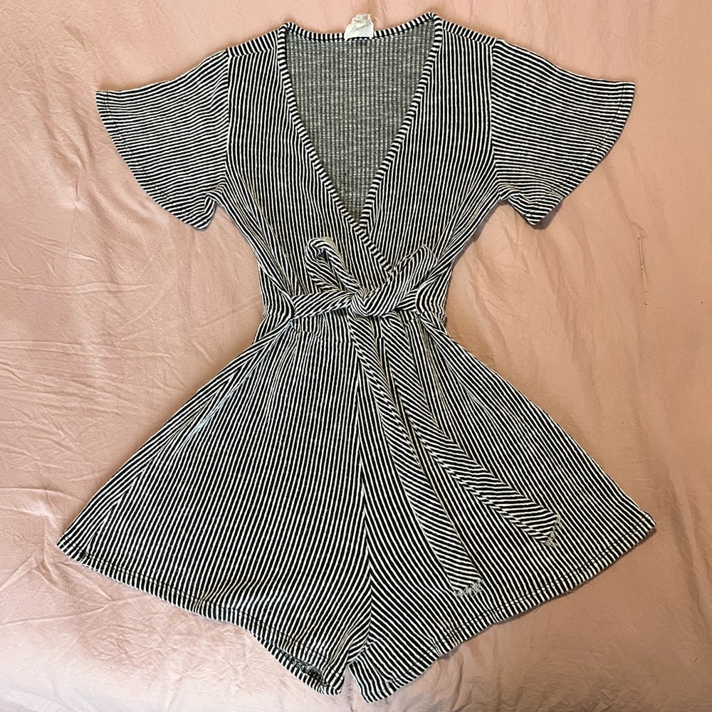 Black and white striped romper